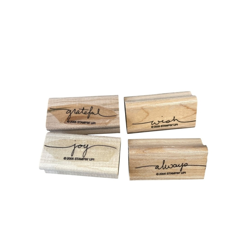 Stampin' Up! Sentiments‎ Wood Mount Stamp Set Grateful Wish Joy Always